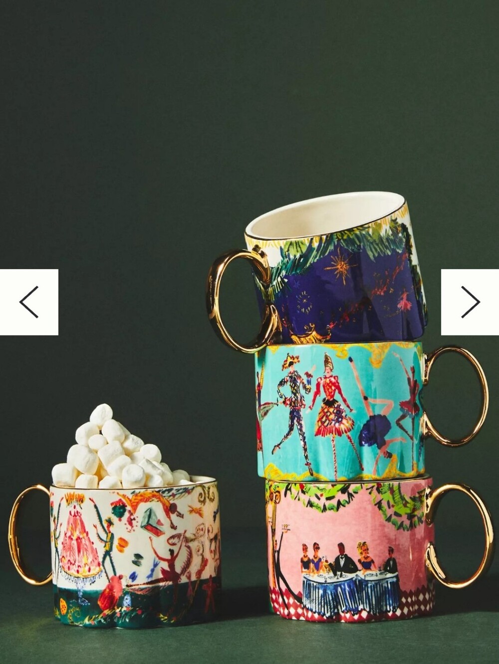 Set Of 4 Anthropologie Pauline De Roussy De Sales Nutcracker Holiday Mugs Unused